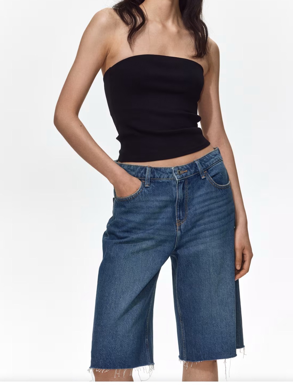 H&M Women's Boyfriend Bermuda Jeans - Blue
